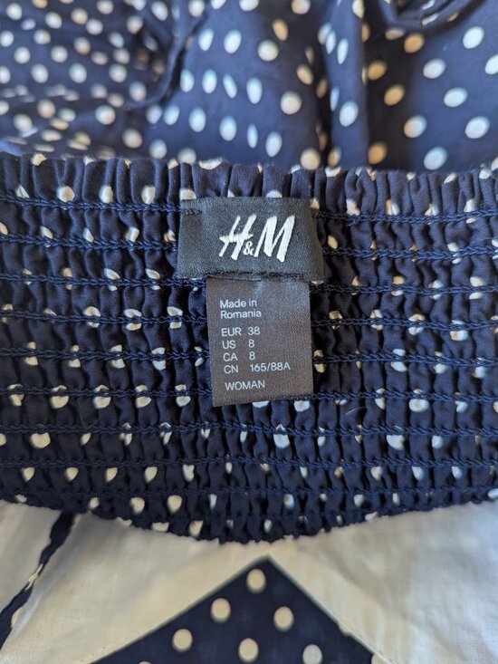H&M Tiered Ruffle Mini Dress in Navy Polka Dot | 8 - Picture 3 of 3